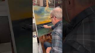 Golden Skies | 40x30 oil on canvas #art #oilpainting #seascape #sunset #paintwithme