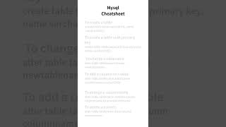 MYSQL Cheatsheet! Basic queries of mysql