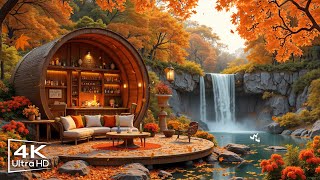 Cozy Autumn Cabin Forest Vibes  🍂 Gentle Piano and Crackling Fire for Relaxation, Study