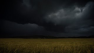 Fall Thunderstorm over the Hometown Field | Cold Wind & Distant Thunders | 3 HOURS