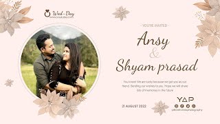 WEDDING | SHYAM PRASAD weds Dr.ANSY S | LIVE STREAM YELLOW FRAMES PHOTOGRAPHY