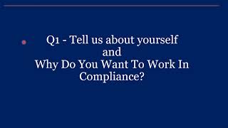 Compliance - Questions and Answers for Compliance Officer or Manager Job - Part 1