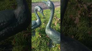 Pair of Aluminium geese. #gardendesign #geese #goose #gardenstatue #garden #salvagehunters #salvage