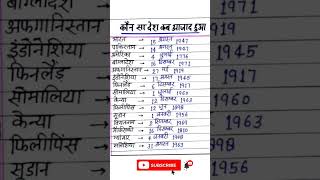 कौन सा देश कब आजाद हुआ..? #gk #shorts