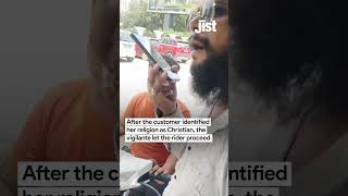 Blinkit delivery rider carrying non-veg food stopped by Bajrang Dal members in Ghaziabad.