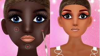 [ASMR] black beauty makeup transformation animation. #makeupanimation #asmr #homelesstransformation
