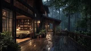 森の寝室の雨の夜 🌲 | 落ち着く雨音で深い眠りへ (8時間)