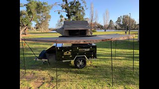 Eaglehawk Rooftop Camper Trailer. Darche 270 set up plus Darche 1800 rooftop tent set up.