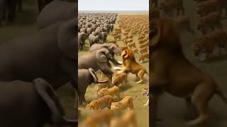 Lions & Tigers vs Elephants | Epic AI Animal Showdown #Shorts