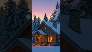 Snowy Nordic Cabin at Dusk | Cozy Winter Ambience #ambientvideo #relaxing
