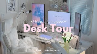 Desk Tour | 27才ﾌﾘｰﾗﾝｽｴﾝｼﾞﾆｱの白×ピンクでまとめたデスク周り.:*♡