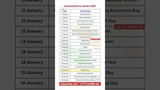 Most Important Days - January  Month 2025