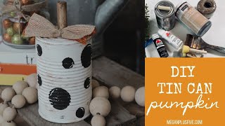 DIY Tin Can Pumpkin with polka dots | upcycled tin can craft