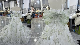 Style 10282 | Wholesale Large Bowknot Floral Organza Wedding Dress #BrydealoFactory