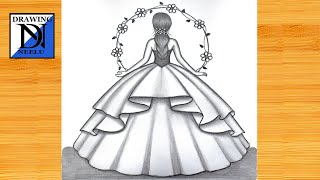 How To Draw a Princess Girl With Flower Hoop -Easy Drawing || Pencil Sketch For Beginners | Drawing