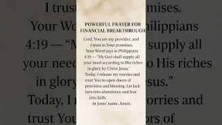 Powerful Prayer for Financial Breakthrough | Philippians 4:19 #faith #shorts #bibleverse