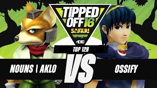 Tipped Off 16: Safari - Nouns | Aklo (Fox) vs Ossify (Marth) - SSBM Singles Top 128 WQF