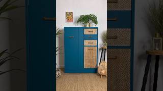 Colourful Retro MCM Linen Cupboard Makeover #mcm #midcenturyhome #stencil #colorfulhome  #retrohome
