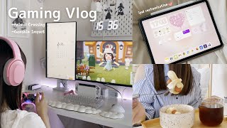Gaming Vlog | iPad Setup🤍 A Freelancer's Gaming Day Off🎮 Animal Crossing, Genshin Impact✴︎
