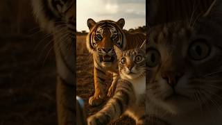 When cat saw tiger in his front camera🤣🤣  #TigerVsCat  #FunnyAnimals  #AnimalSelfie  #ViralShorts