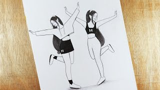 Easy Drawing || Girls Drawing | How to draw Girls BFF | Best Friends drawing || girl Drawing