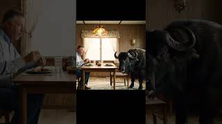 Who Invited the Buffalo to Dinner?! 🍽️🐃😂  #aianimals